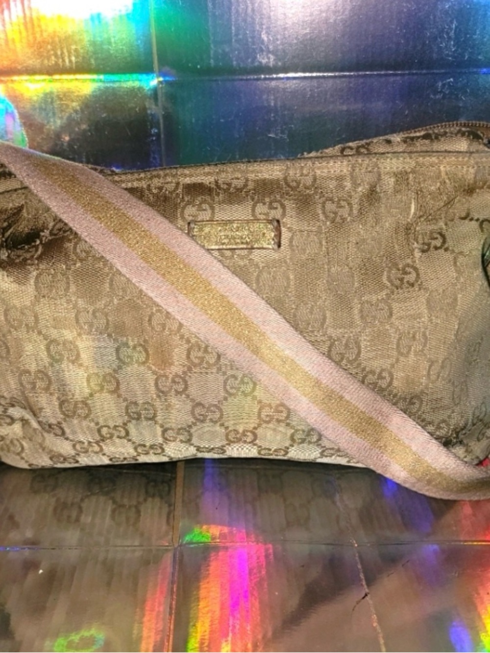 Authentic Gucci gg canvas pink gold beige crossbody Bag- completely cleaned but